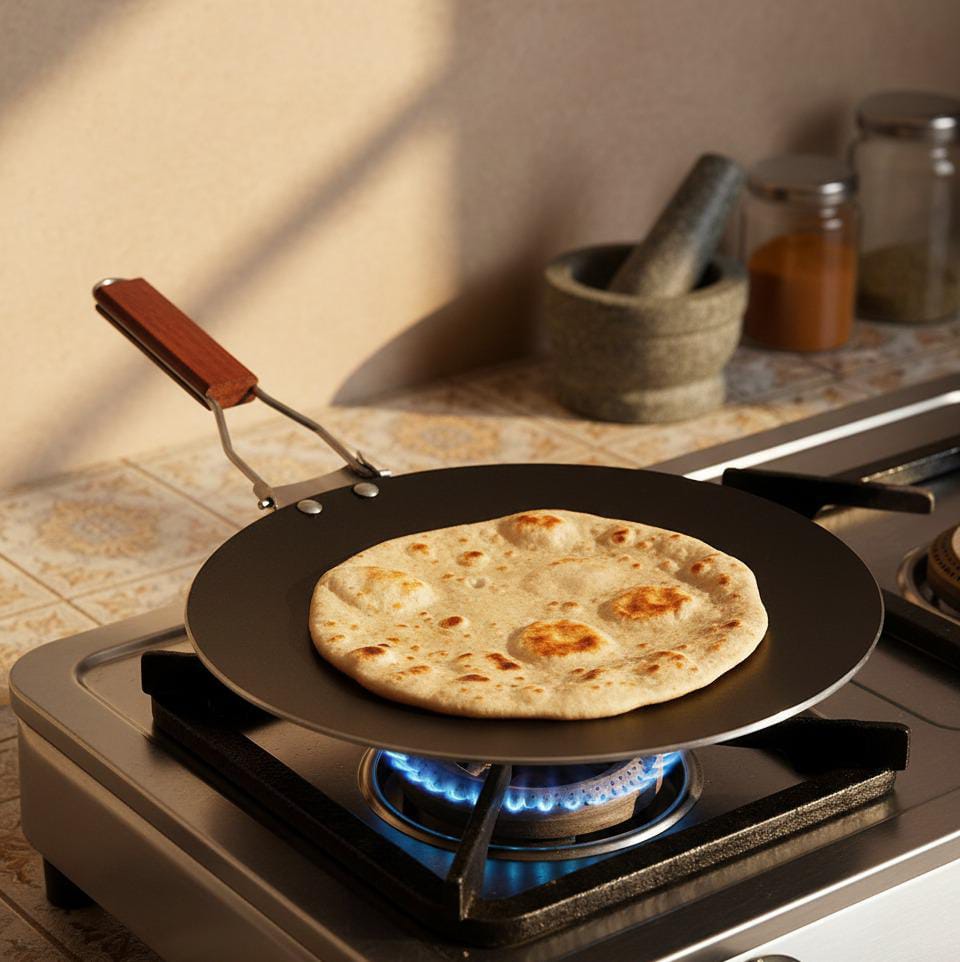 Non-Stick Marble Coating Tawa with Folding Handle