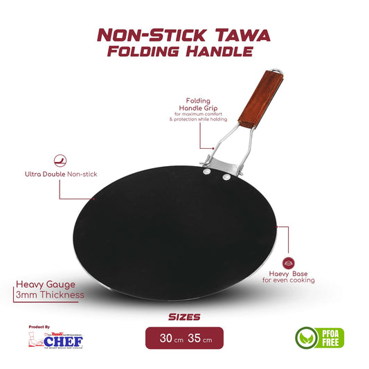 Non-Stick Marble Coating  Tawa with Folding Handle