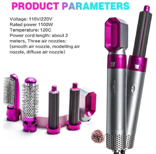5-in-1 Hair Styler Brush – Multi-Function Hot Air Brush & Hair Dryer